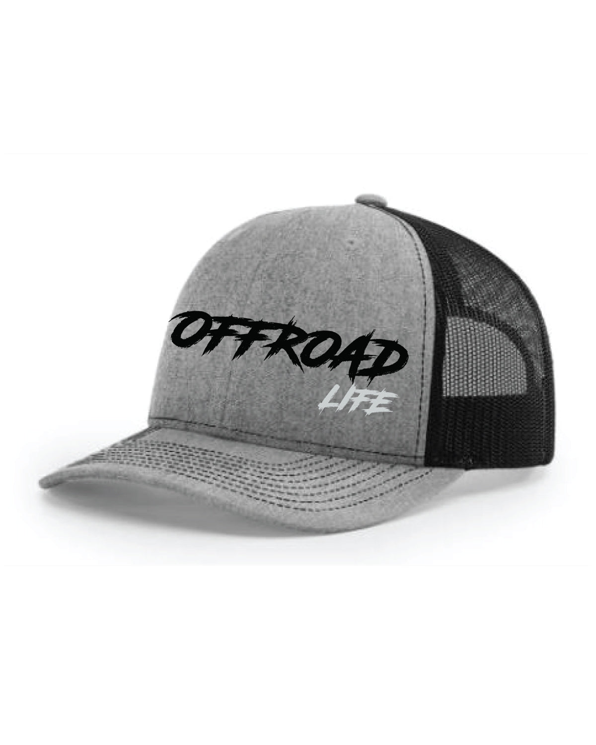 Offroad Life trucker snapback hat  -  mid-profile Richardson 112 mesh cap with embroidered logo and adjustable snapback for offroad enthusiasts.