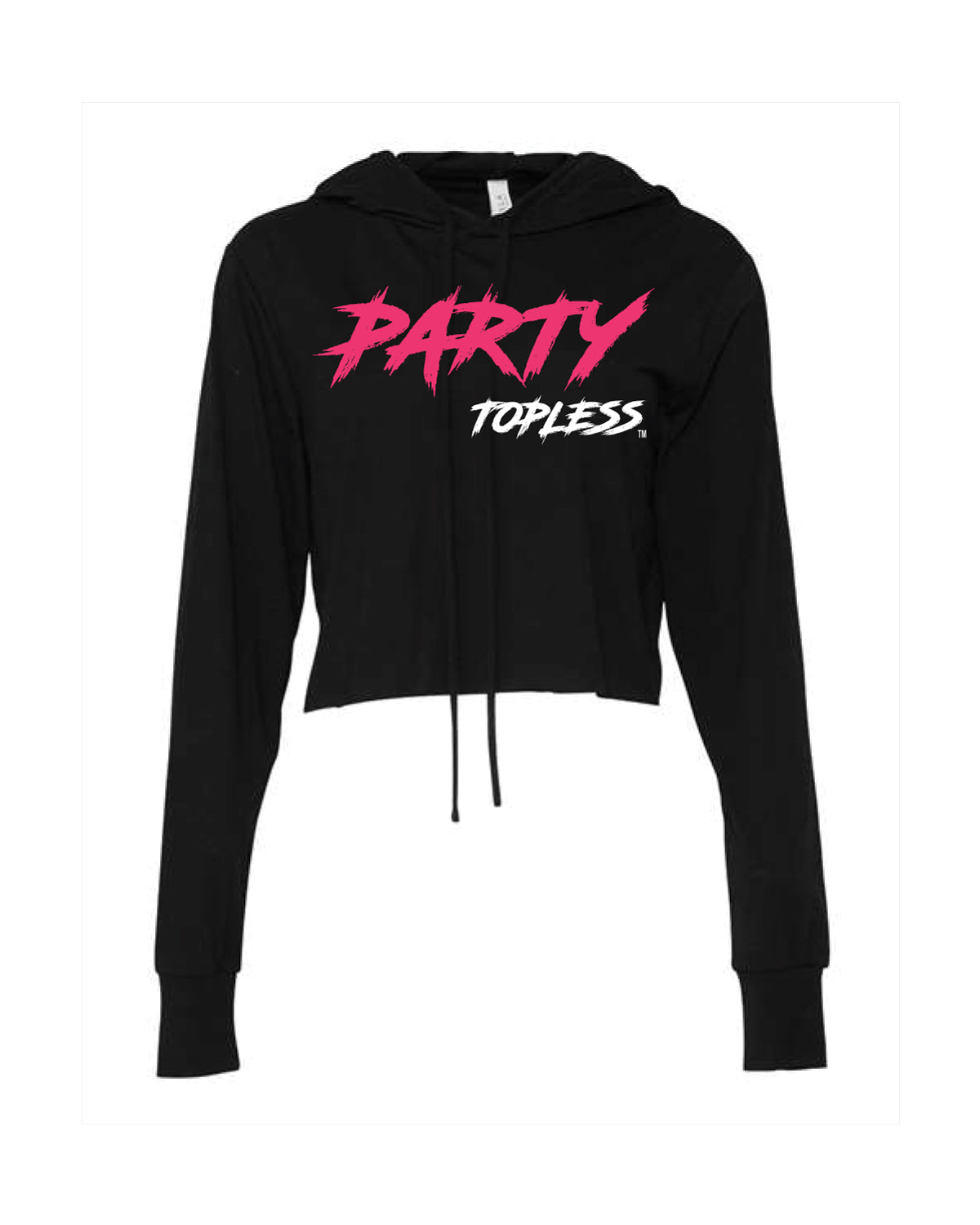 Party Topless Crop Hoodie for Women by Offroad Life - Long Sleeve Raw Hem Pullover with Drawcord for Offroad Lifestyle