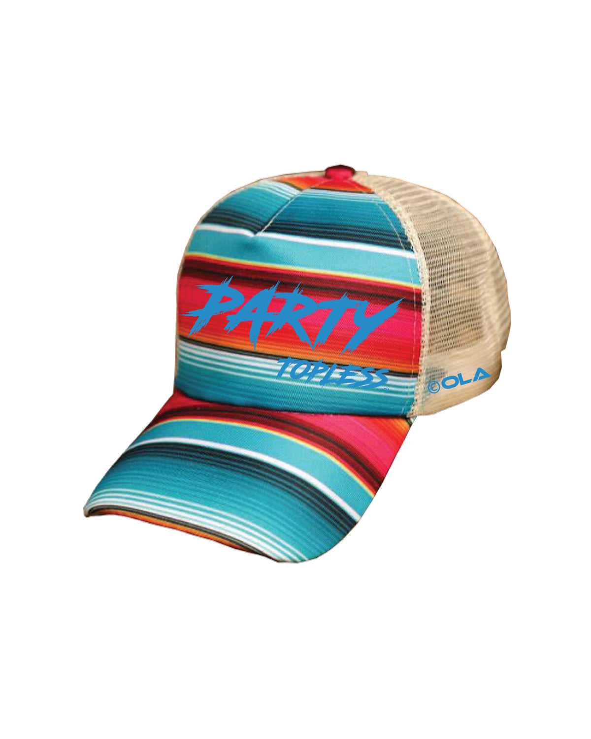 Party Topless High Pony Hat | Curved Snapback with Ponytail Opening