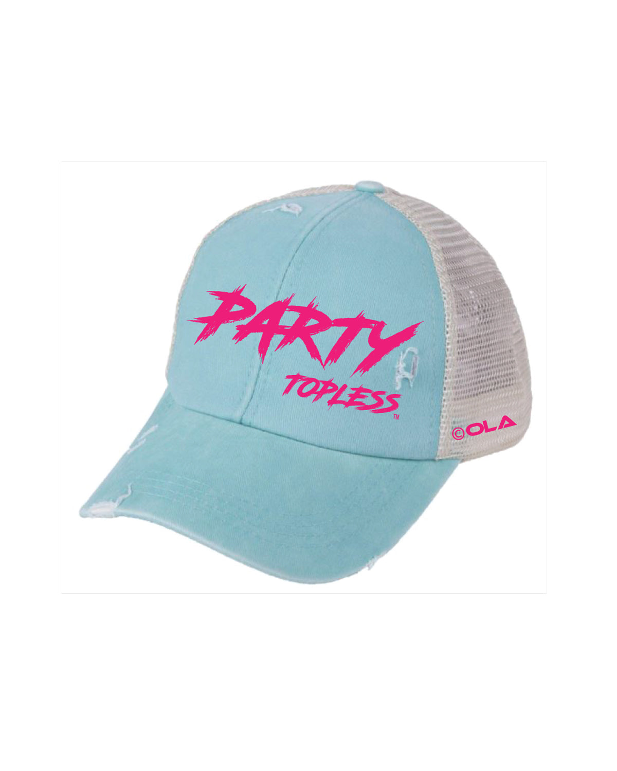 Party Topless High Pony Hat | Curved Snapback with Ponytail Opening