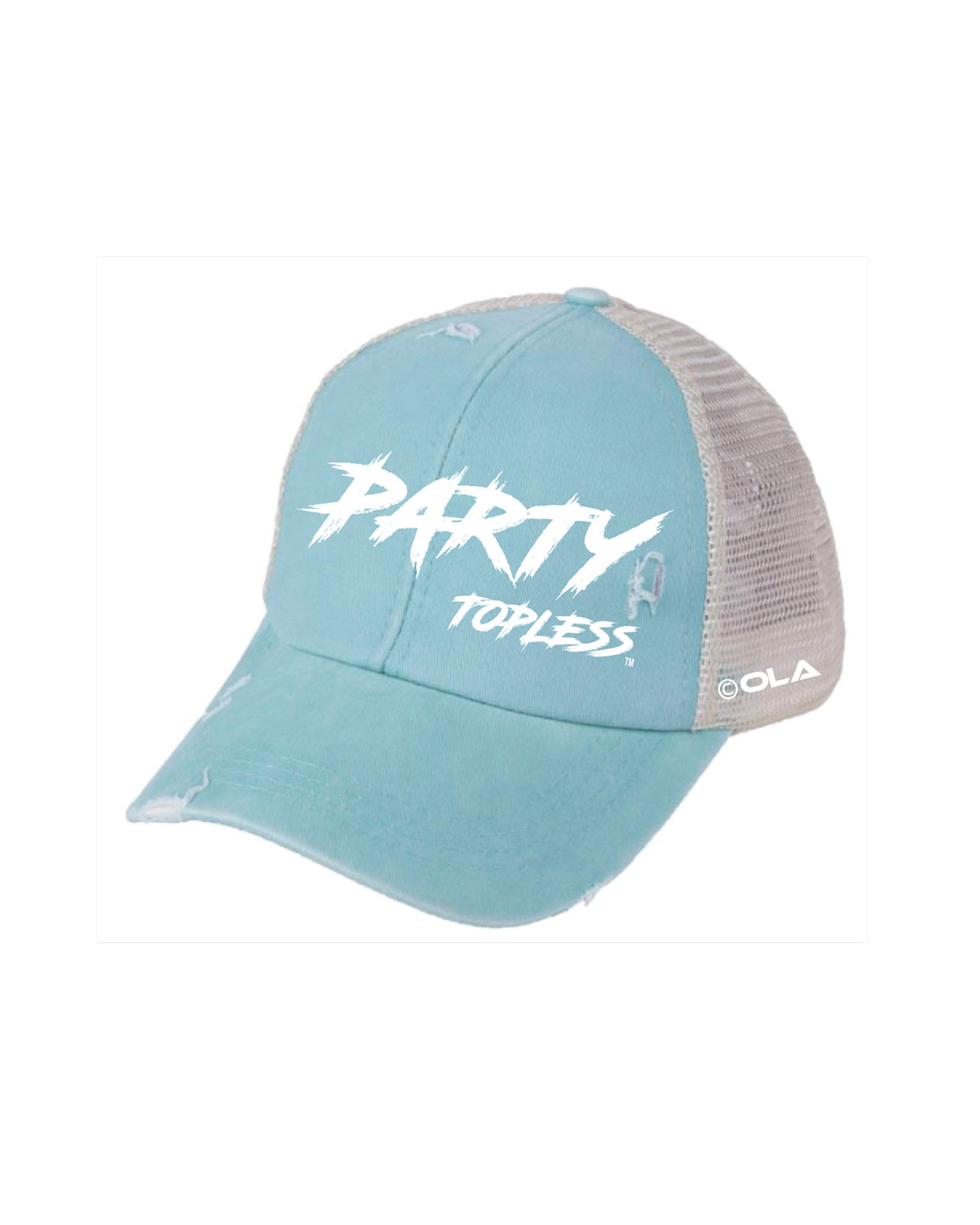 Party Topless High Pony Hat | Curved Snapback with Ponytail Opening