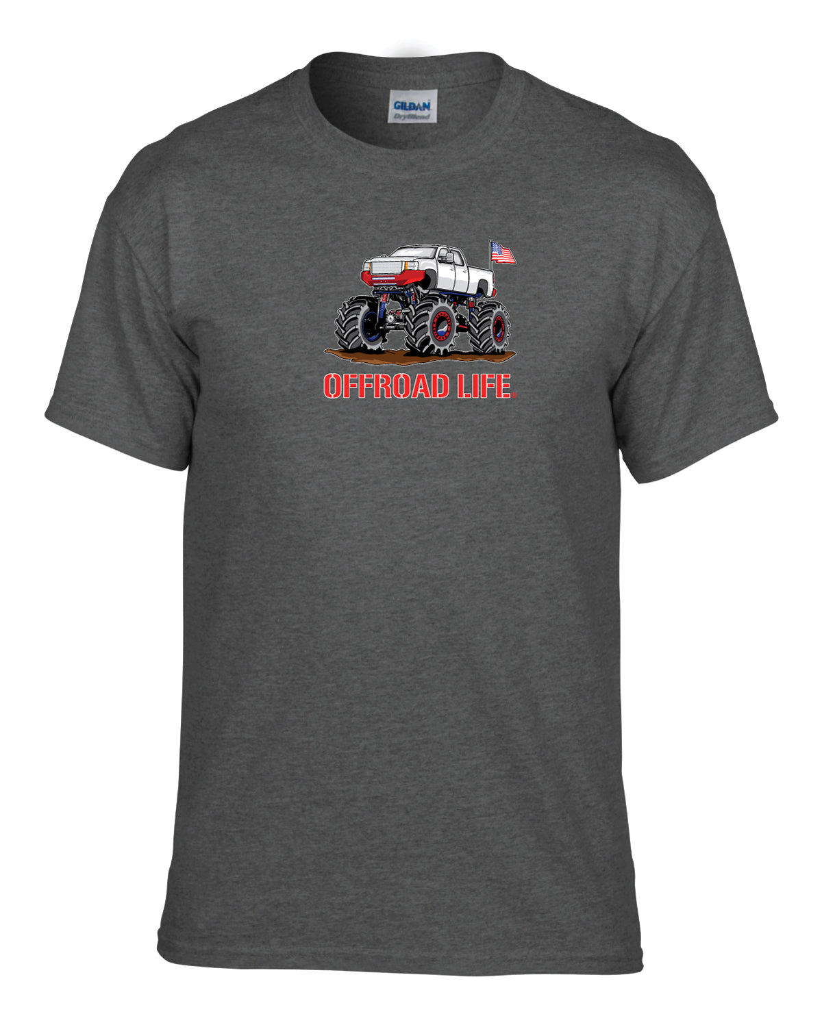 Offroad Life Mega Mud Truck Youth T‑Shirt - Lifted Truck Graphic