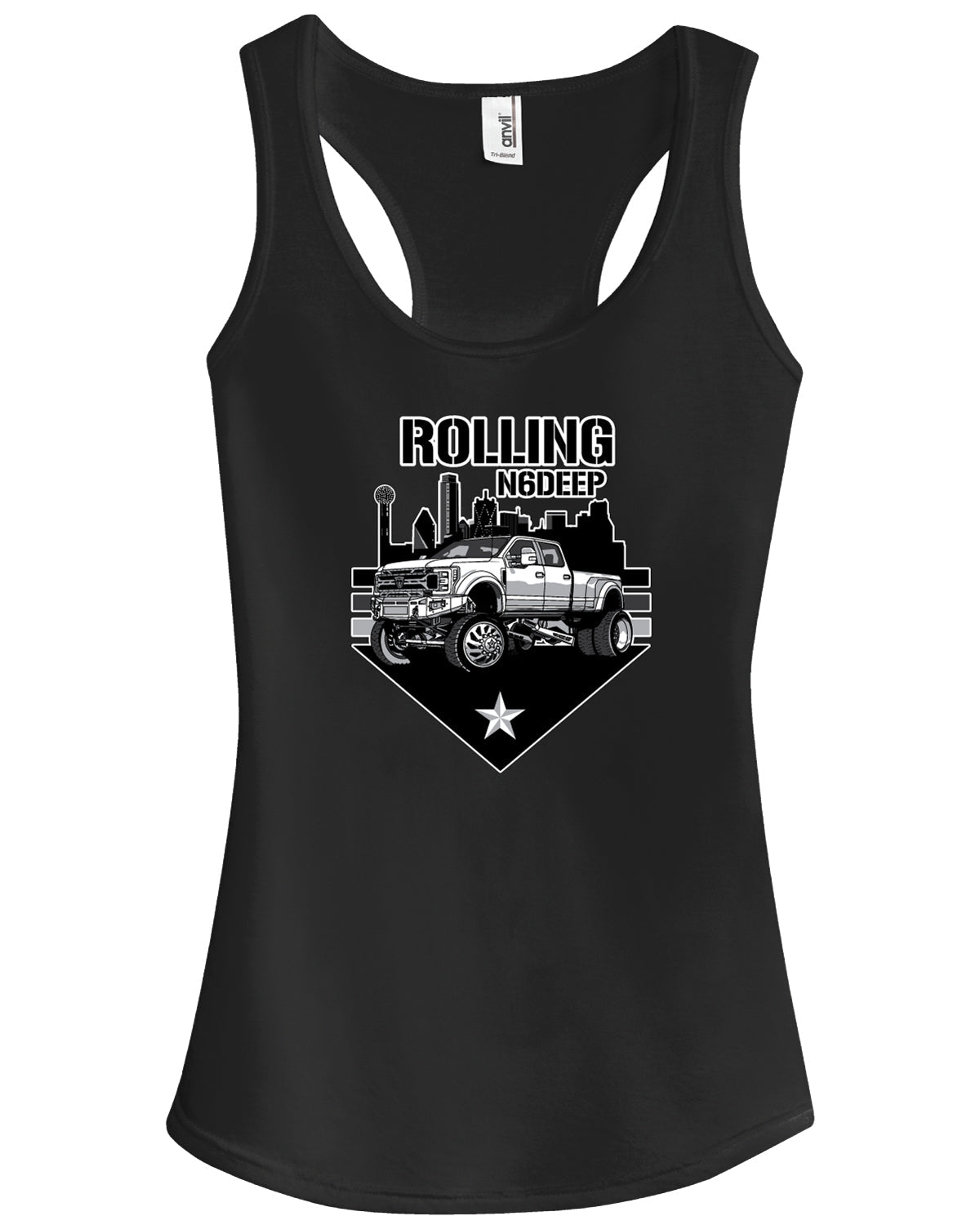 N6DEEP Lifted F‑450 Women's Racerback Tank Top - Custom Truck Design