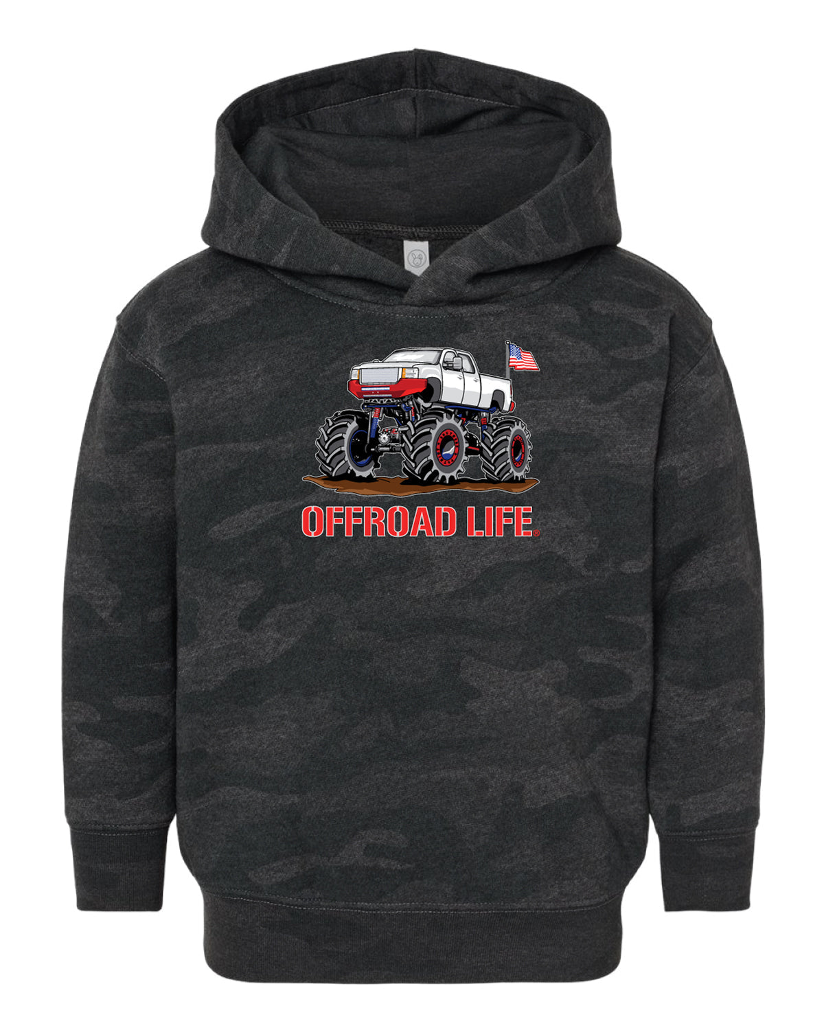 Offroad Life Mega Mud Truck Toddler Hoodie - Lifted Truck Design