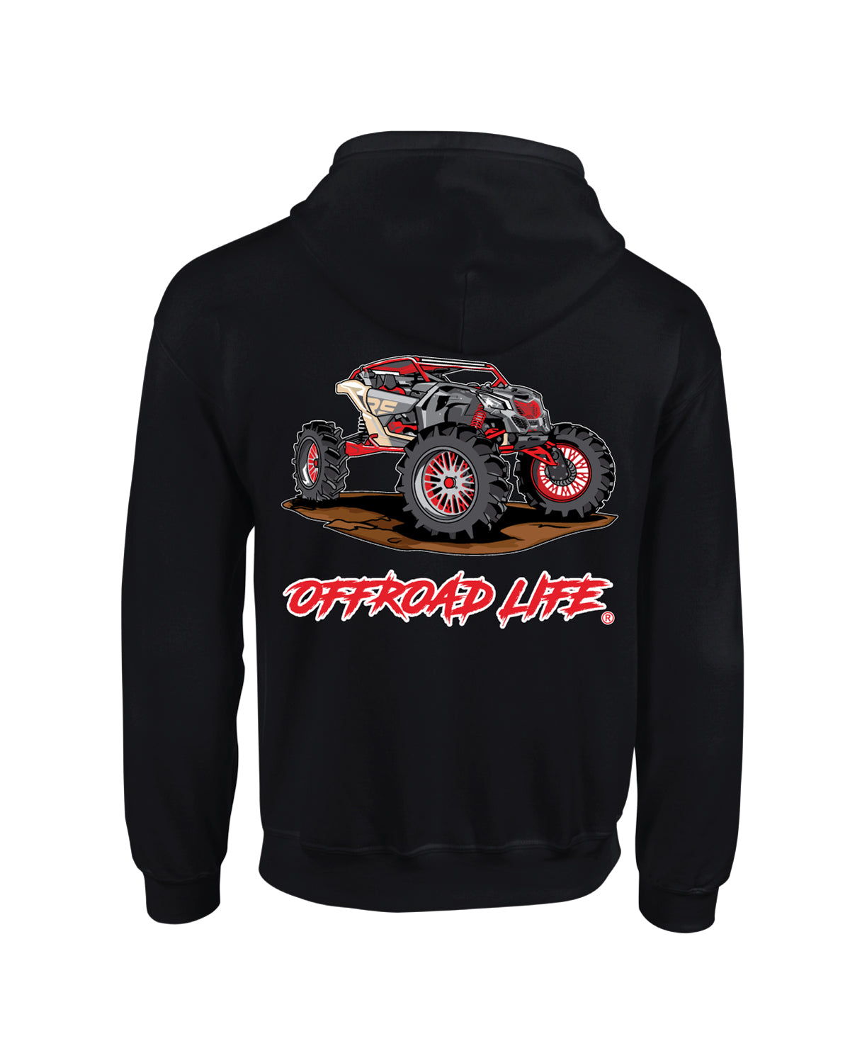 Offroad Life Hoodie Can-Am X3 Edition - heavy-blend unisex pullover with bold side-by-side graphic, offroad lifestyle gear.