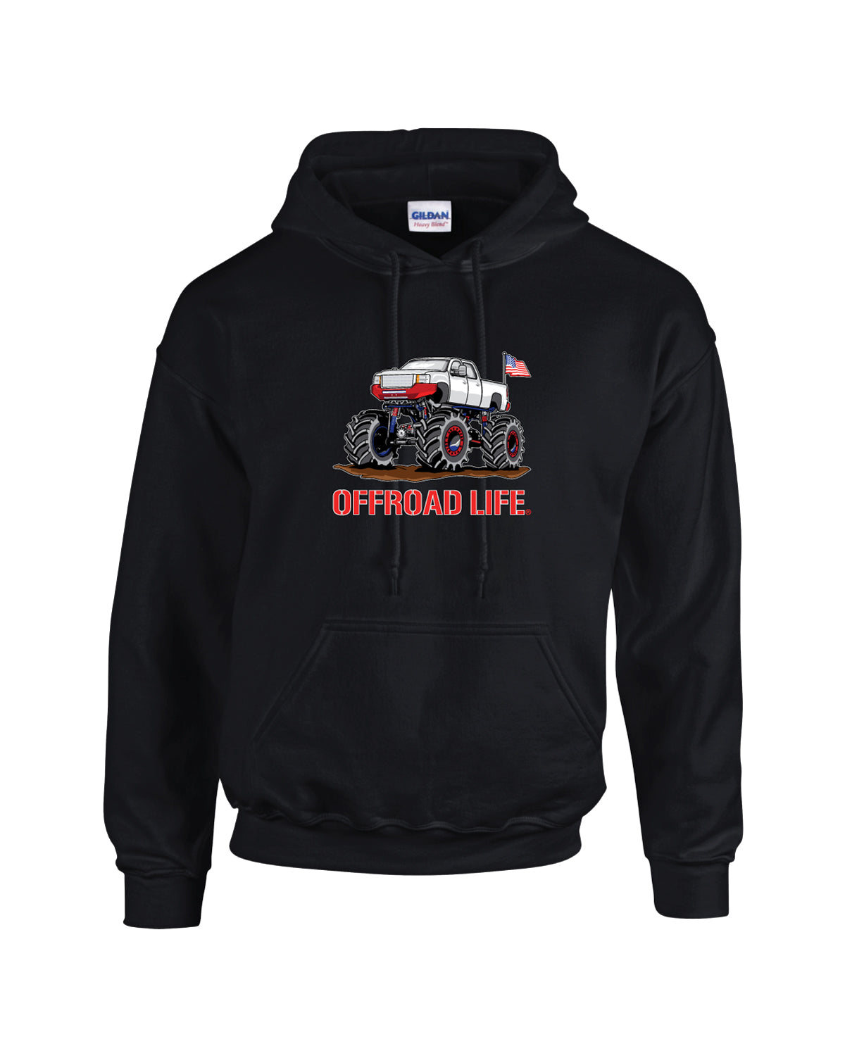 Offroad Life Mega Mud Truck Youth Hoodie - Lifted Truck Design