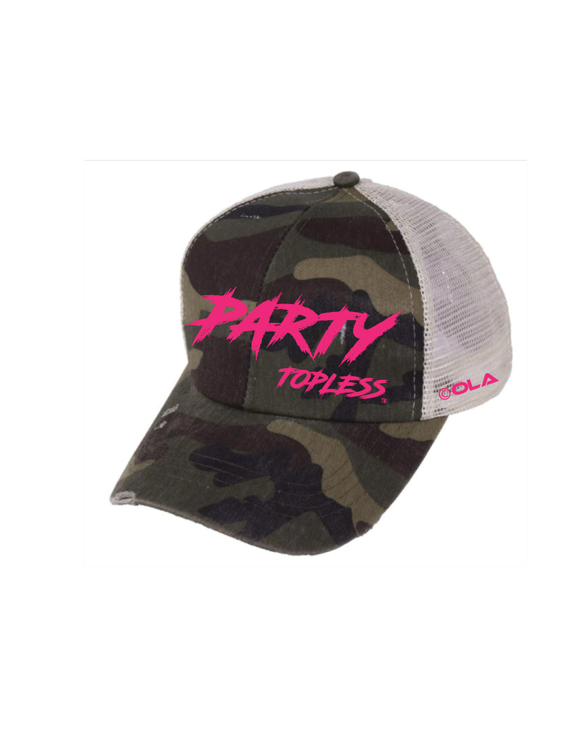 Party Topless High Pony Hat | Curved Snapback with Ponytail Opening