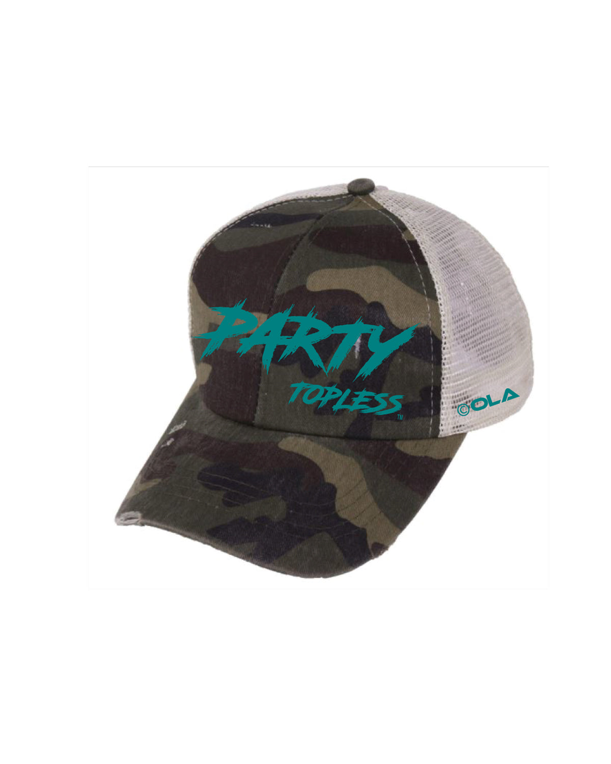 Party Topless High Pony Hat | Curved Snapback with Ponytail Opening