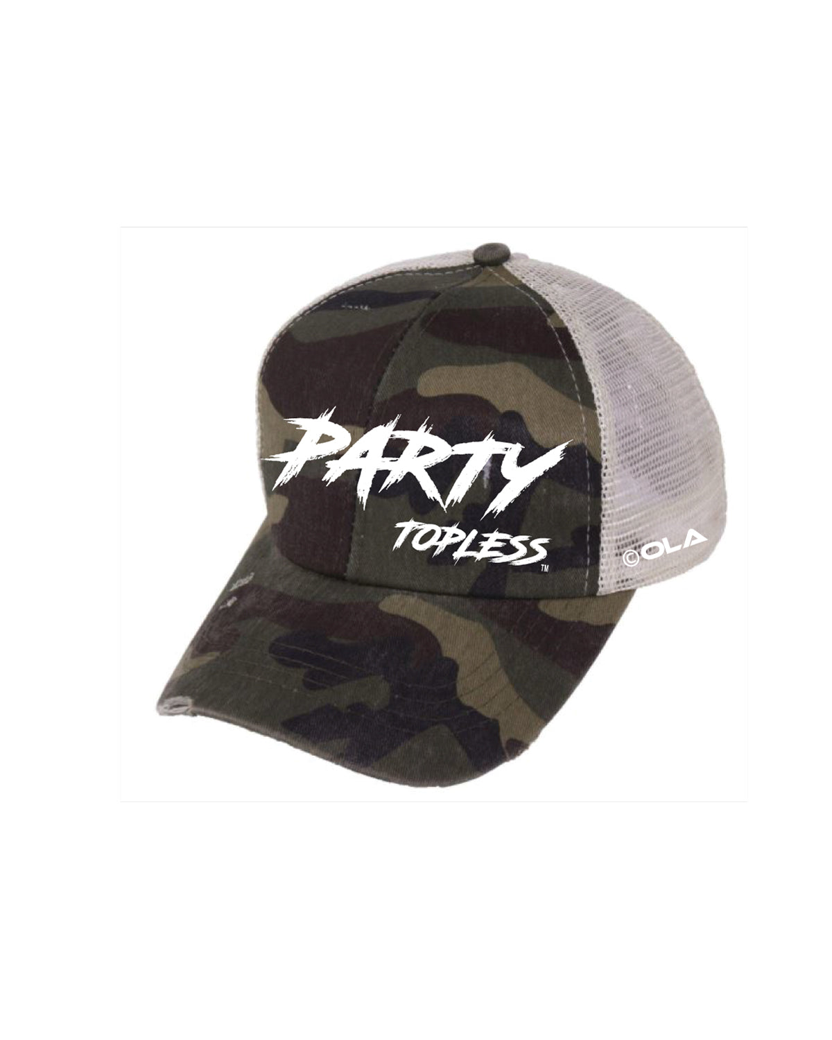 Party Topless High Pony Hat | Curved Snapback with Ponytail Opening