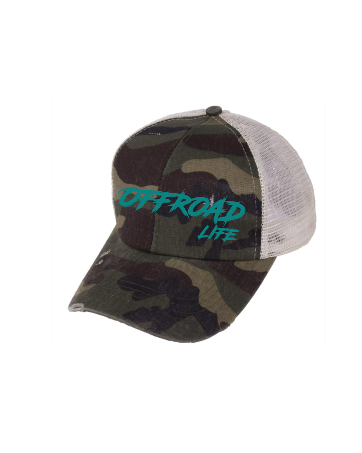 Offroad Life High Pony Hat | Curved Snapback with Ponytail Opening