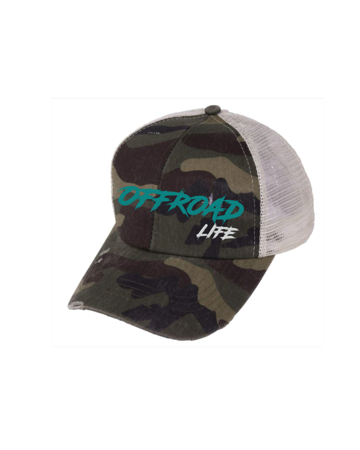 Offroad Life High Pony Hat | Curved Snapback with Ponytail Opening