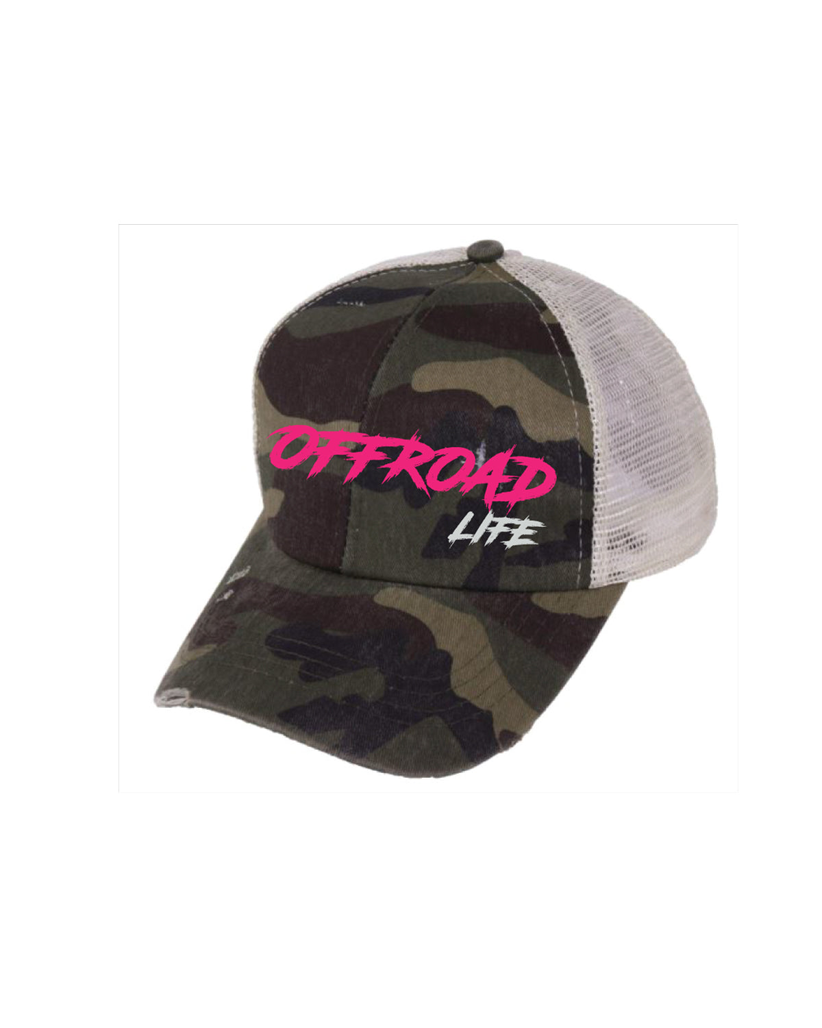 Offroad Life High Pony Hat | Curved Snapback with Ponytail Opening