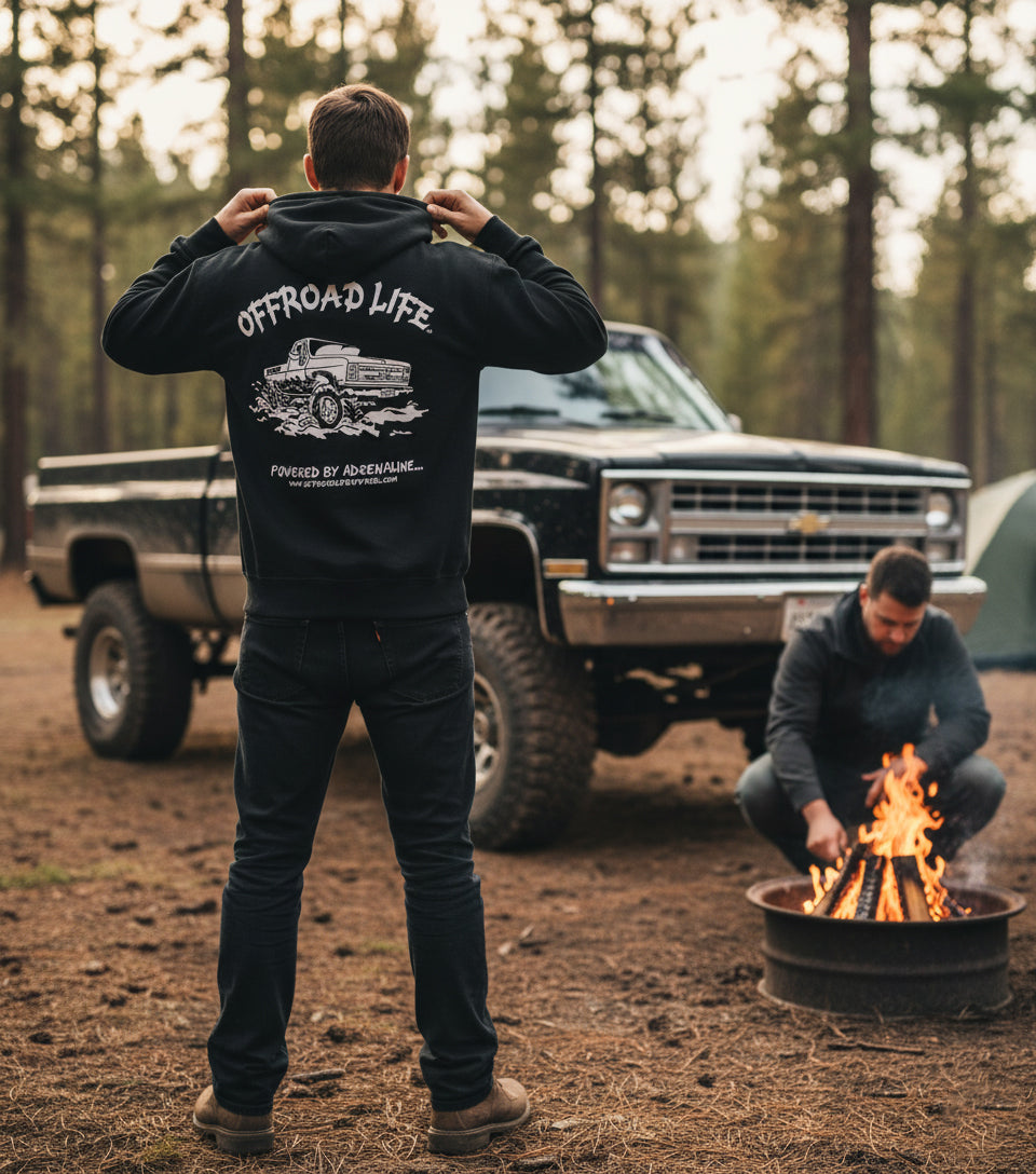 Square Body Mudding Truck Pullover Hoodie - Lifted Offroad Design