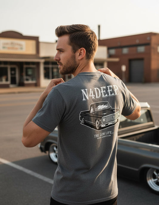 Chevrolet C10 Low Life T‑Shirt - N4DEEP Dropped Truck Design