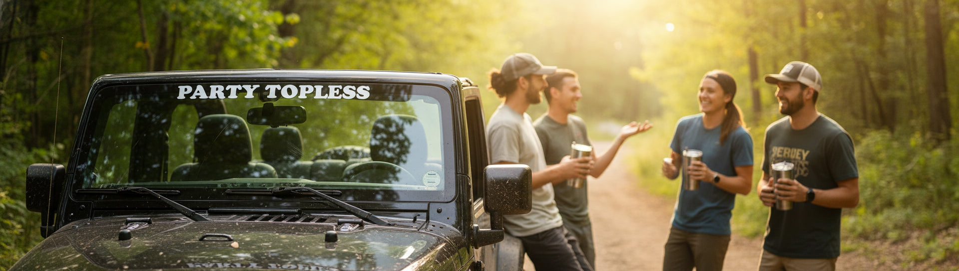 Party Topless Vinyl Offroad Sticker Decal for Jeeps, Boats, ATVs - Weatherproof, Horizontal, Official Offroad Life Design