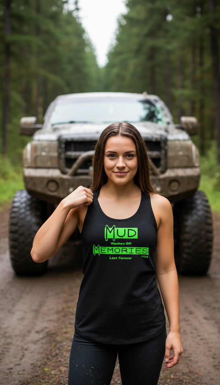 Offroad Life Mud Memories Women's Racerback Tank Top - Outdoor Lifestyle Apparel