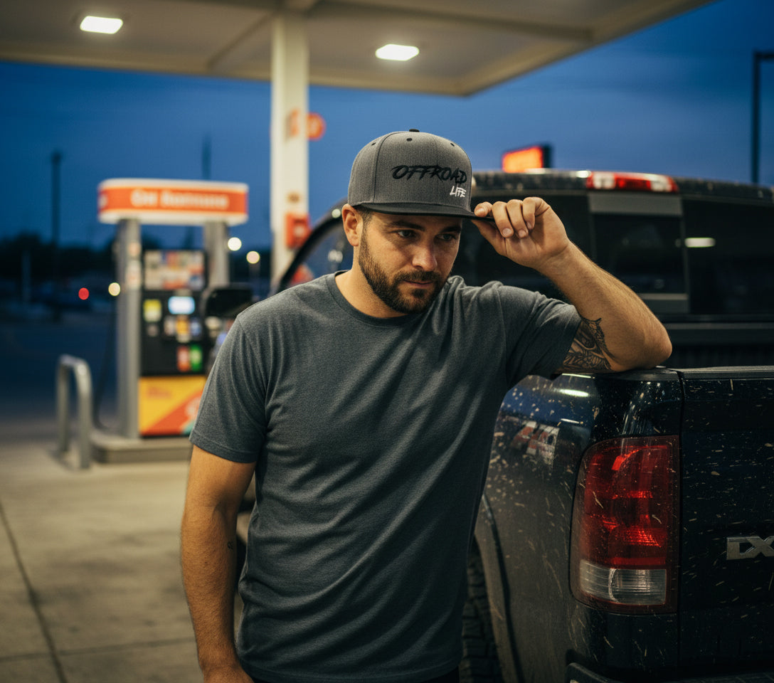 Offroad Life Flatbill Snapback Hat - High Profile Embroidered Offroad Cap