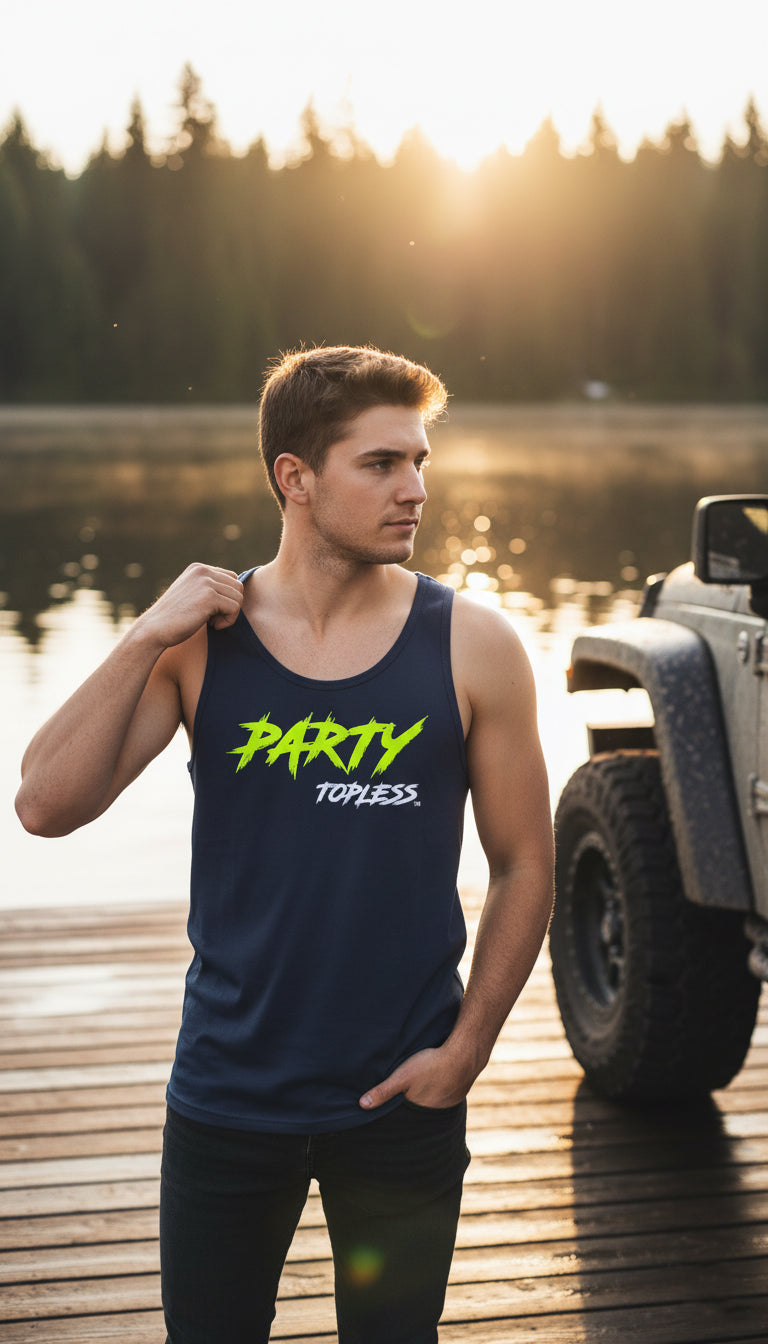 Party Topless Men's Tank - Sleeveless 100% Cotton Shirt for Offroad Lifestyle