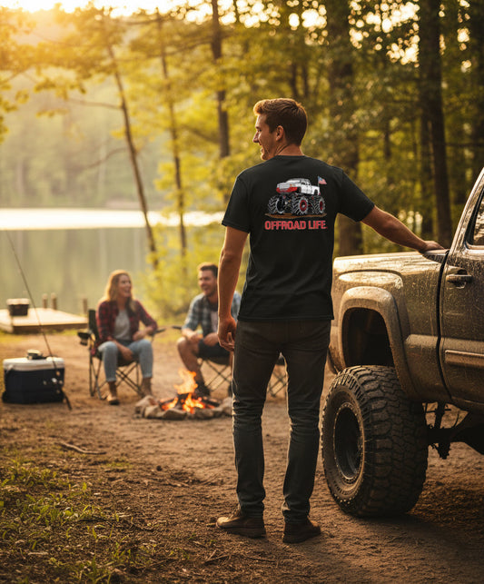 Offroad Life Mega Mud Truck T‑Shirt - Lifted Mud Truck Graphic