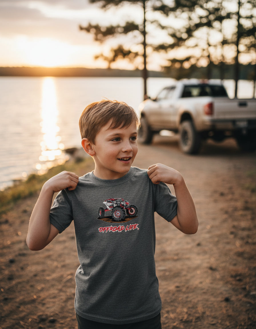 Offroad Life Red X3 Youth T‑Shirt - ATV Offroad Graphic