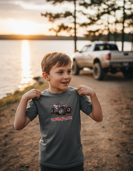 Offroad Life Red X3 Youth T‑Shirt - ATV Offroad Graphic