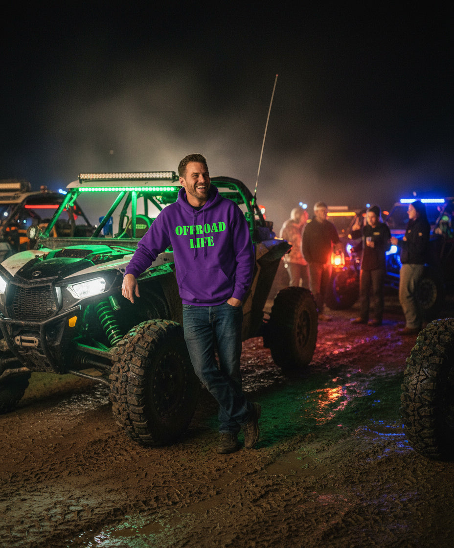 Offroad Life Style Hoodie - heavy-blend unisex pullover printed in the USA for trail, campfire and off-road lifestyle.