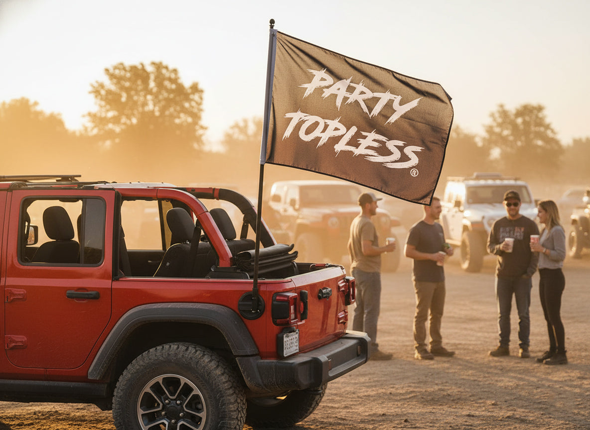 Party Topless Offroad Flag by Offroad Life - Available in 3 Sizes - Mud Truck, ATV, Garage, or Campsite Banner