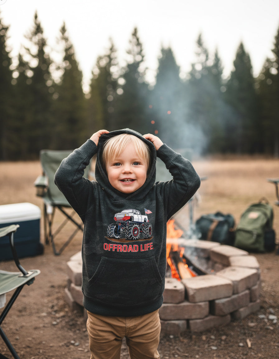 Offroad Life Mega Mud Truck Toddler Hoodie - Lifted Truck Design