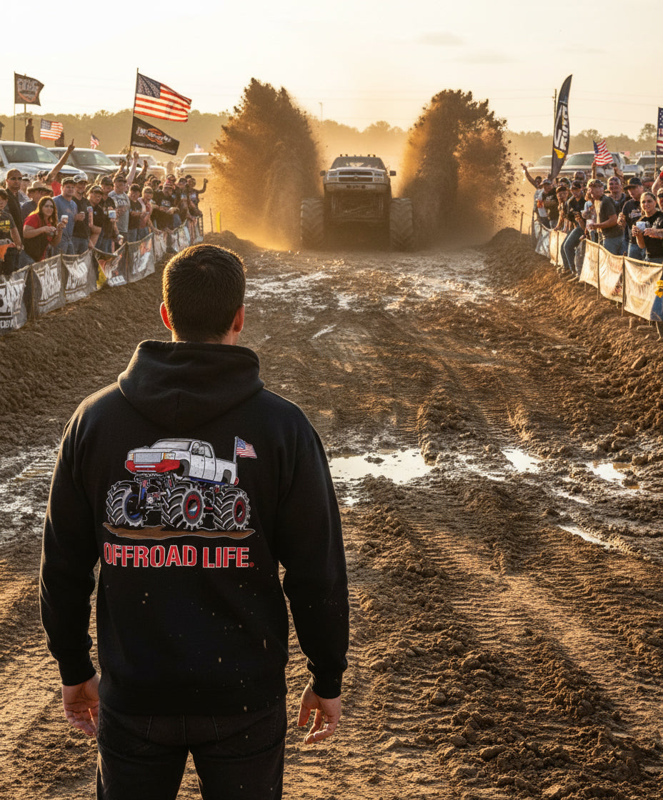 Offroad Life Muddy Truck Youth Hoodie - Lifted Truck Design