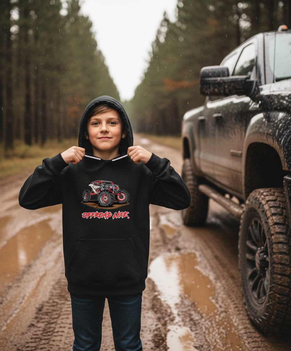 Offroad Life Red X3 Youth Hoodie - ATV Offroad Graphic